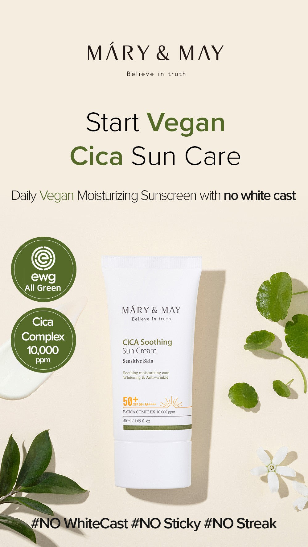 MARY&MAY CICA Soothing Sun Cream SPF50+ PA++++ - 50ml